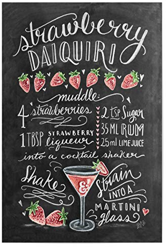 artboxONE Poster 30x20 cm Cocktails Typografie Strawberry Daiquiri - Bild Cocktail Daiquiri Erdbeere