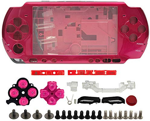 OSTENT Reemplazo de Reparación de Carcasa Completa para la Consola Sony PSP 3000 - Color Rojo