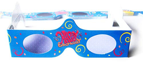 10 Stück HoloSpex 3D Brille Happy Birthday, Geburtstag (Happy Eyes, Holiday Specs) / Effektbrillen, Spaßbrillen, Pappbrille