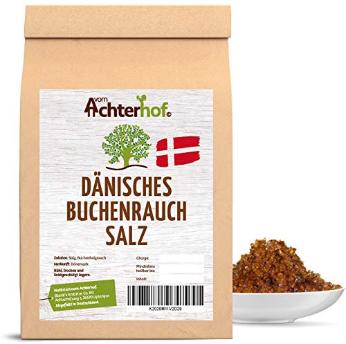 Dänisches Buchenrauchsalz 500g | Rauchsalz | Meersalz grob kaltgeräuchert | intensive Rauchnote | ideal für das Würzen von Grillfleisch oder Eierspeisen | vom Achterhof