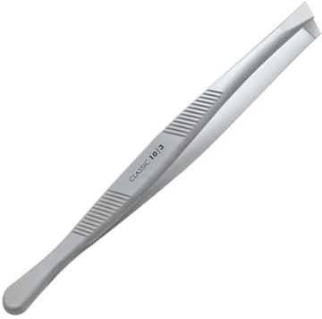 P-02 Augenbrauenpinzette, Zupfpinzette mit PVC Schutz-Etui Gesamtlänge 9 cm