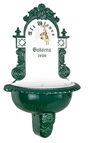 aubaho Brunnen Wandbrunnen 71,5cm Aluminium Waschbecken im Antikstil Fountain Garden