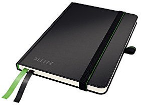 Leitz Complete Qualitäts-Notizbuch A6 kariert, 160 Seiten, 80 Blatt, Hardcover mit hochwertigem Einband, 100 g/m² Papier FSC zertifiziert, Verschluss, Lesezeichen, Stiftschlaufe, Schwarz, 44790095