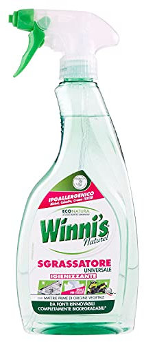 Winni's - Sgrassatore Spray Universale Multisuperficie Ipoallergenico, Azione Sgrassante e Pretrattante Contro le Macchie, con Materie Prime di Origine Vegetale, 500 ml