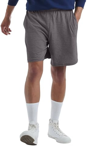 Hanes Mens Jersey Cotton With Pocket Workout-and-training-shorts, Charcoal Heather, Small US