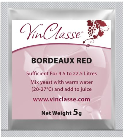 VinClasse Bordeaux Red Wine Yeast - 5 Gram Sachet