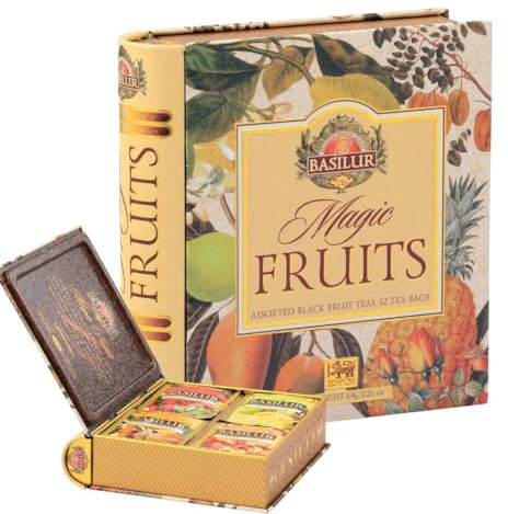 Basilur Magic Fruits Black Tea 32 bolsitas de té de 2 g en Caddy, surtido