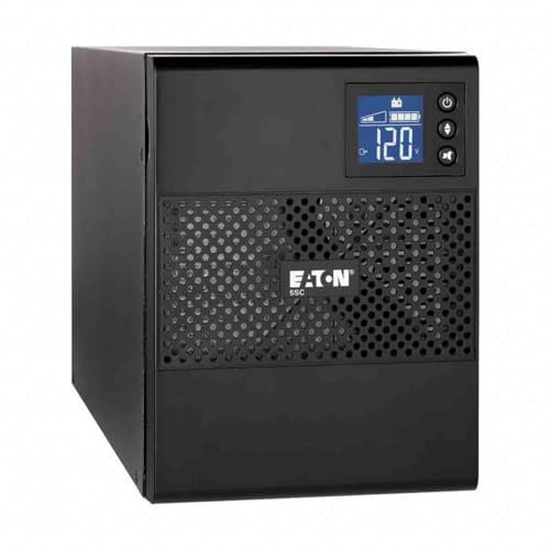 Eaton Onduleur 5SC 1500 IEC Tour - Line-interactive UPS - 5SC1500I - Puissance 1500VA (8 prises IEC 10A) - Régulation de Tension (AVR) - UPS avec Afficheur et Interface USB (cable USB inclus) - Noir