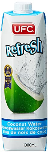 100% natürliches Kokoswasser 1L x 6 | UFC Refresh | Natürlich feuchtigkeitsspendend Verpackt mit Elektrolyten Glutenfrei | Voller Vitamin C & Kalium, Umgebungslagerung