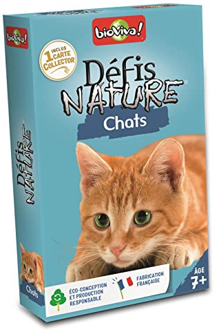 Herausforderungen Natur – 282642 – Katzen – Blau | Schlacht mit Tiermotiven – ab 7 Jahren – 2 bis 6 Spieler – hergestellt in Frankreich