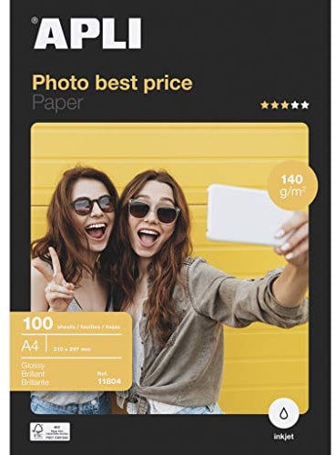 APLI 11804-100 Feuilles de papier photo brillant BestPrice - Format A4 - Couleur: Blanc - Imprimante Jet d'encre