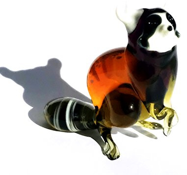 Waschbär Figur aus Glas - Glasfigur Deko Setzkasten Vitrine Bär