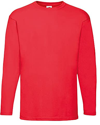 Fruit of the Loom Mens Long Sleeve Value T Shirt Red M