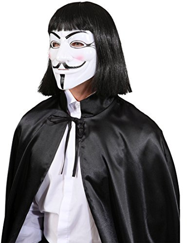 NET TOYS V wie Vendetta Maske Guy Fawkes Filmmaske Anonymous Faschingsmaske Revolution Halloweenmaske Replika Demo Anti Mask Anti Akta Demo Occupy Karnevalsmaske Karnevalskostüme Accessoires