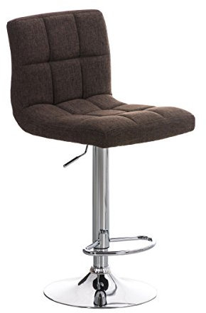 CLP Barhocker Peru Mit Stoffbezug I Höhenverstellbarer Barstuhl Mit Lehne I Thekenhocker Mit Metallgestell In Chrom-Optik, Farbe:braun