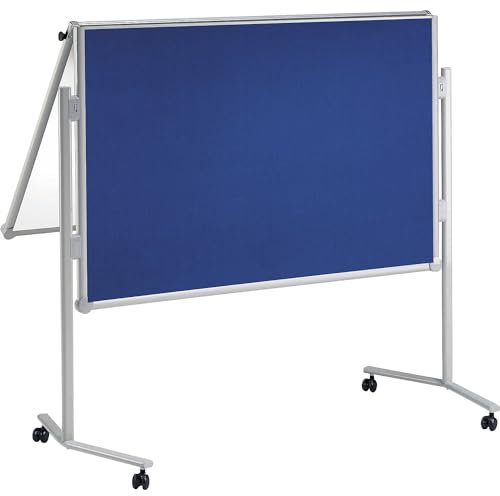 Maul Professionelle Moderationstafel 150 x 120cm, 1 Seite Whiteboard magnethaftend und beschreibbar Weiß, 1 Seite Pinntafel Textilboard, Blau, 6380782, 1 Stück