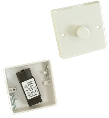 Loops Single White Wall Light Dimmer Switch – 400W, 2 Way – 1 Gang UK Outlet