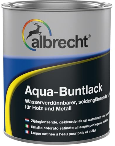 Albrecht Aqua‑Buntlack Seidenglanz 9110 Weiß 750 ml | Wasserbasierter PU‑Acryllack | Wetterbeständig & vergilbungsfrei | Für Holz, Metall & Hart‑PVC | Innen & Außen