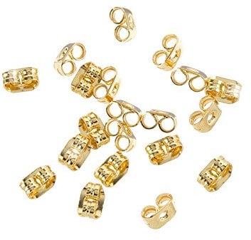 Earring Scroll Back Gold Plated Butterfly Stoppers 4mm