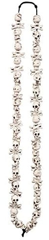 Boland 74194 - Halskette Skull Bones Knochen, weiße Kette mit Totenköpfen, Modeschmuck, Dia de los muertos, Tag des Todes, Halloween, Accessoire, Karneval, Mottoparty, Kostüm