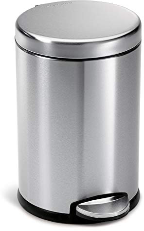 simplehuman CW1852CB 4,5 Liter, runder Treteimer, kleiner Mülleimer Bad Badezimmer Büro Schlafzimmer, gebürsteter Stahl, 10 Jahre Garantie
