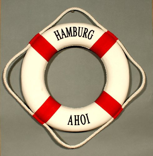 Buddel-Bini Versand Deko Rettungsring rot/weiß Hamburg AHOI 25cm
