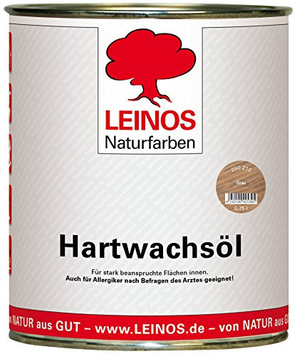 LEINOS 290 Hartwachsöl 0,75 Liter | Grau | sehr widerstandsfähige, seidenmatte Öl-Wachs-Harz-Beschichtung | Ideal für stark strapazierte Holzfußböden und Treppen