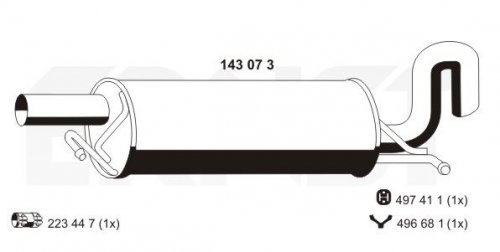 Auspuff Endschalldämpfer Auspuffanlage Endtopf original ERNST (143073) 840mm
