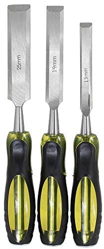 Dekton 3 Piece Chisel Set-heat Treated And Hardened Carbon Steel Blades| Striking Caps| Ergonomic Anti Slip Grips| Durable Construction For Long-lasting Use| Versatile Tool Kit For Fine Detailing