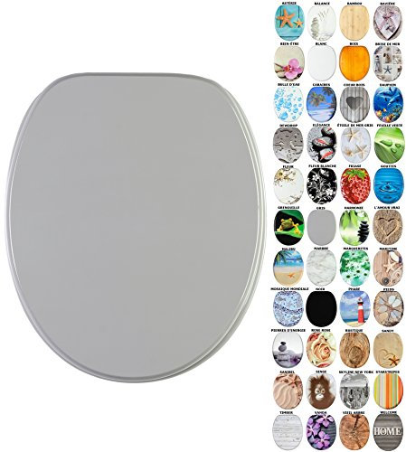 Sanilo Abattant WC frein de chute, Grande sélection de lunettes de toilette avec abaissement automatique, Fixation facile (Gris)