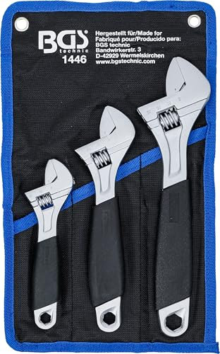 BGS 1446 | Juego de llaves ajustables (Inglesas) con mango de plástico suave | 3 piezas