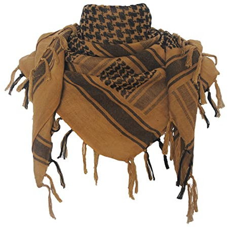 Explore Land Baumwoll-Shemagh Keffiyeh Taktische Wüstenschal mit Quasten für Männer und Frauen – Hals- und Kopftuch, Coyote Braun, Einheitsgröße