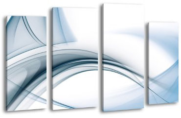 Leinwandbild Blaue Glaswelle LW253 Wandbild, Bild auf Leinwand, 4 Teile, 180x100cm, Kunstdruck Canvas, XXL Bilder, Keilrahmenbild, fertig aufgespannt, Bild, Holzrahmen, Abstrakt, Form, elegant,