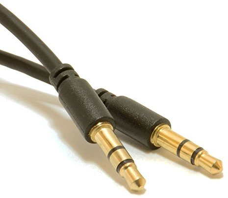 kenable Slimline PRO 3.5mm Jack to Jack Stereo Audio Cable Lead Gold 3m Black