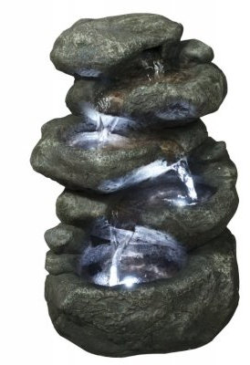Direct Global Trading 4 Fall Rock LED Lit Indoor Water Feature Ideal for Feng Shui