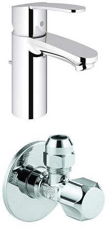 GROHE Eurostyle Cosmopolitan Waschtischarmatur, Zugstange, Standard-Auslauf + Eckventil, DN 15, 1 stück