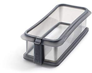 Lékué Duo - Molde Rectangular Desmontable, 24 cm y Plato cerámica, Color Gris translucido