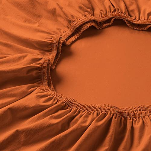 ESTELLA Spannbetttuch Fein-Jersey | Terracotta | 120x200 cm | bügelfreie & trocknerfeste Qualität | Rundumgummi | 100% Baumwolle