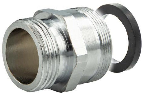 tecuro Mischdüse-Armaturenadapter für Gartenschlauch M28x1 x 3/4 Zoll, nach aktueller Trinkwasserverordnung, Messing verchromt