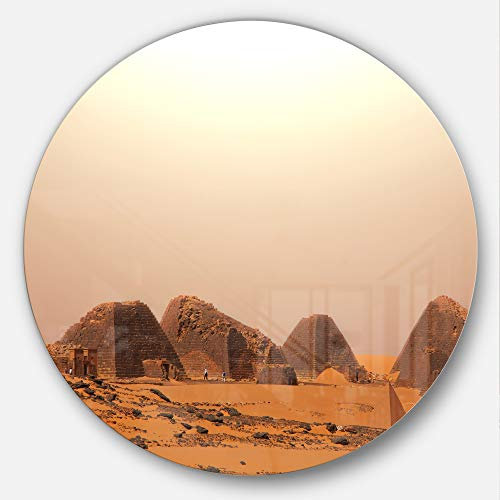 Design Art Schöne Meroe Pyramiden in Sudan Landschaftsscheibe Wanddekoration aus Metall, 11 Stück, Papier, Braun, 11X11-Disc of 11 inch