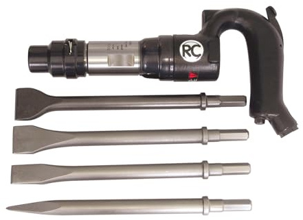 Rodcraft RC5310 Druckluft-Meißelhammer Set mit Koffer | 6 J Schlagkraft, 3000 Schläge/min, HEX 12 mm und 4 Meißel. Für Stein- und Betonarbeiten