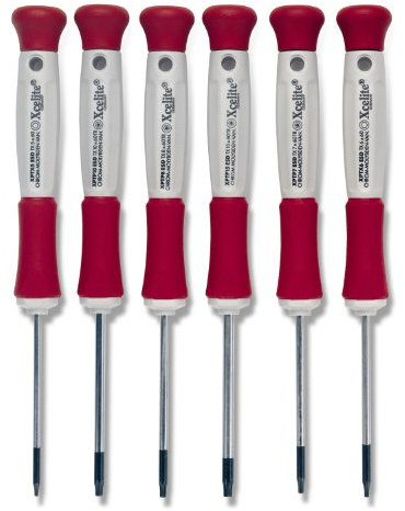 Xcelite XPTX600 Präzisions-Schraubendreher-Set, Chrom-Molybdän-Stahl, Torx, ESD-Schraubendreher, mit Koffer, 6-teilig