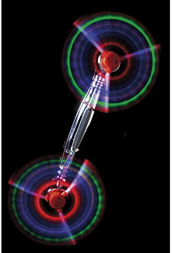 Smiffys Double Helicopter Windmill, Silver Light Up, 25cm / 10in, Smiffys Leisure Products Fancy Dress, Funtime Dress Up Lite-up & glo