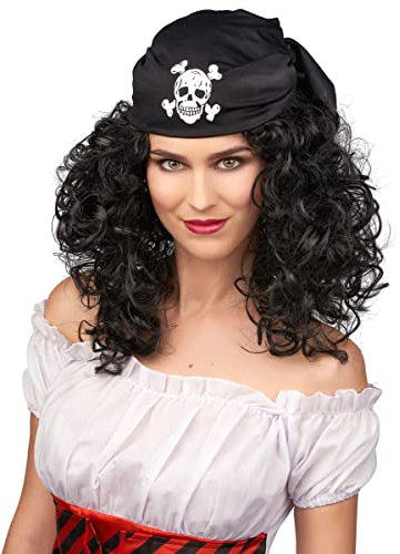 Piraten-Perücke braun für Damen - Schwarz