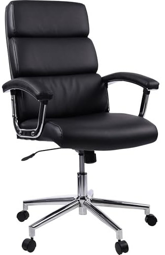 Lorell Chefsessel mit hoher Rückenlehne, Leder, Schwarz