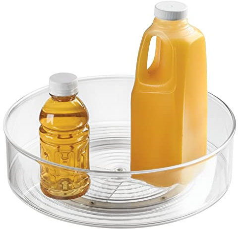 mDesign Lazy Susan Drehteller – praktischer Organizer für Kühlschrank, Speisekammer, Küchenschrank – durchsichtig