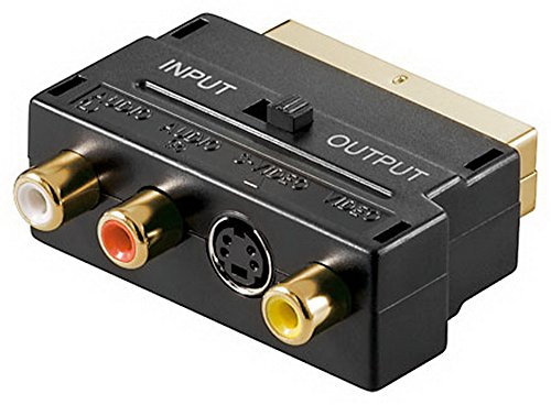 Goobay 27416 Scart zu Composite Audio Video und S-Video Adapter, IN/OUT, Scartstecker (21-Pin) > 3x Cinch-Buchse + Mini-DIN 4-Buchse (S-Video)