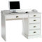 IDIMEX Bureau avec Rangement Colette Bureau avec 5 tiroirs et Plateau avec corniche, en pin Massif lasuré Blanc