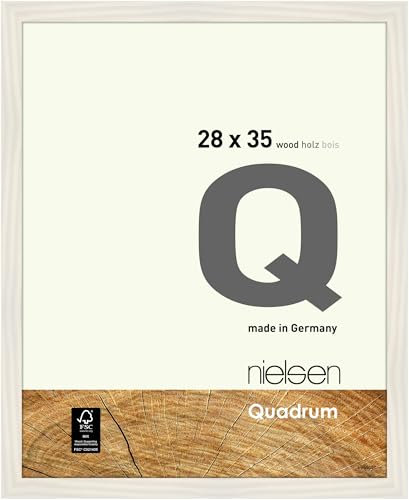 nielsen Bilderrahmen, 28 x 35 cm, Holz, Weiß, Rahmen zum Aufhängen im Hoch- & Querformat, Echtglas, Quadrum