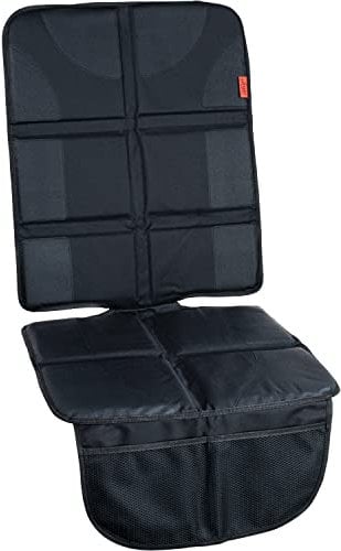 Lusso Gear Car Seat Protector for Child Car Seat, Non-Slip Waterproof Car Seat Protector for Leather Seats with Thick Padding and 2 Mesh Storage Pockets, Baby Seat Protectors Under Carseat (Black)